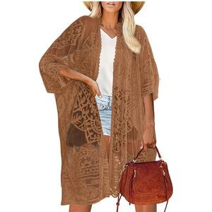 NEW Swimwear Cover Up Robe Beach Bikini Kimono Lace One Size